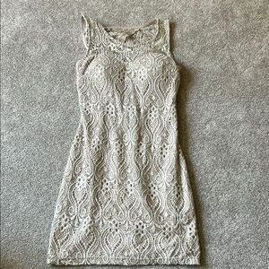 Cream Sheath Mini Dress with Open Back